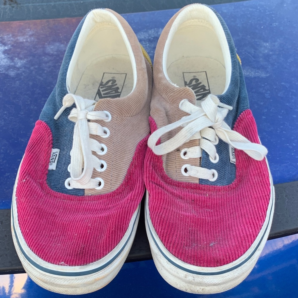 Vans Pink and Tan Corduroy Sneakers